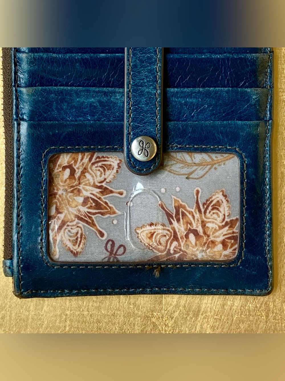 Hobo International LINN Slim Credit Card Wristlet Wallet. Blue Leather - Picture 7 of 13